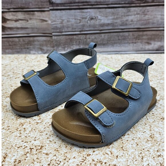 First Steps By Stepping Stops Gray Blue Arizona Style Toddler's Sandals Size 8T - Picture 2 of 9